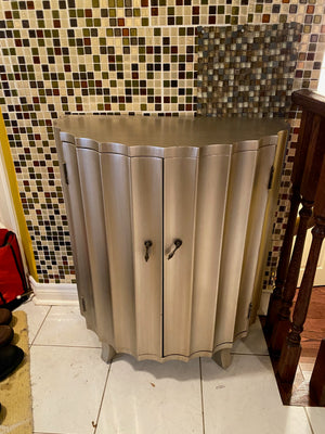 Silver Scalloped Front Demilune Cabinet # 1