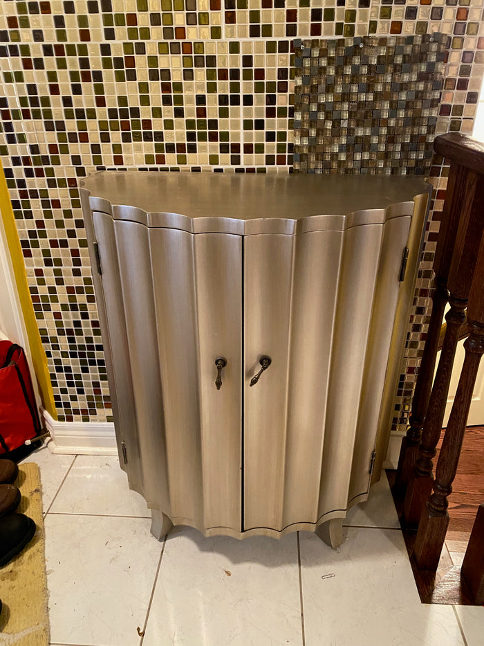 Silver Scalloped Front Demilune Cabinet # 1