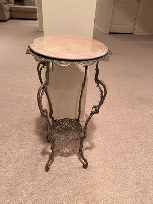 Antique Round Marble Top Side Table