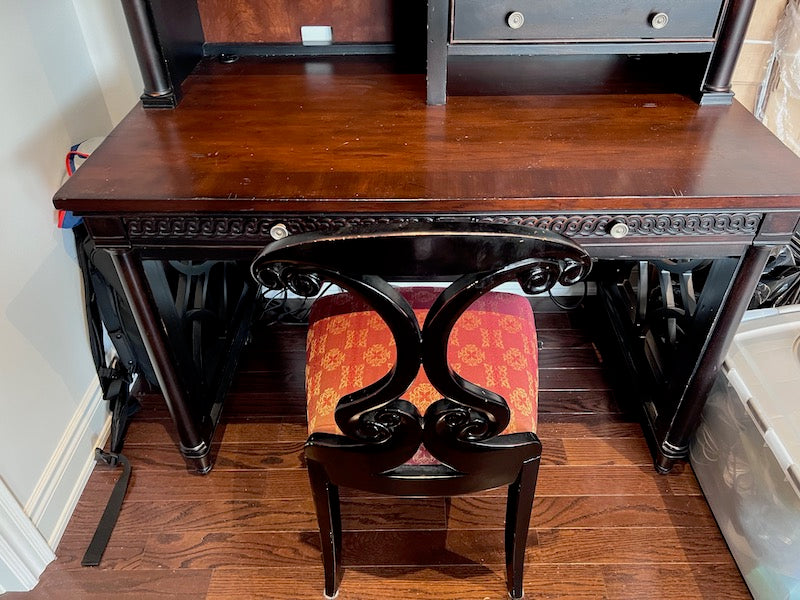 "Aspenhome" Dark Brown Desk Hutch + Chair