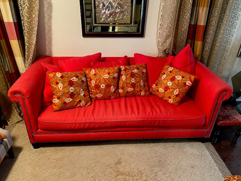 Crate Barrel Red Down Filled Sofa