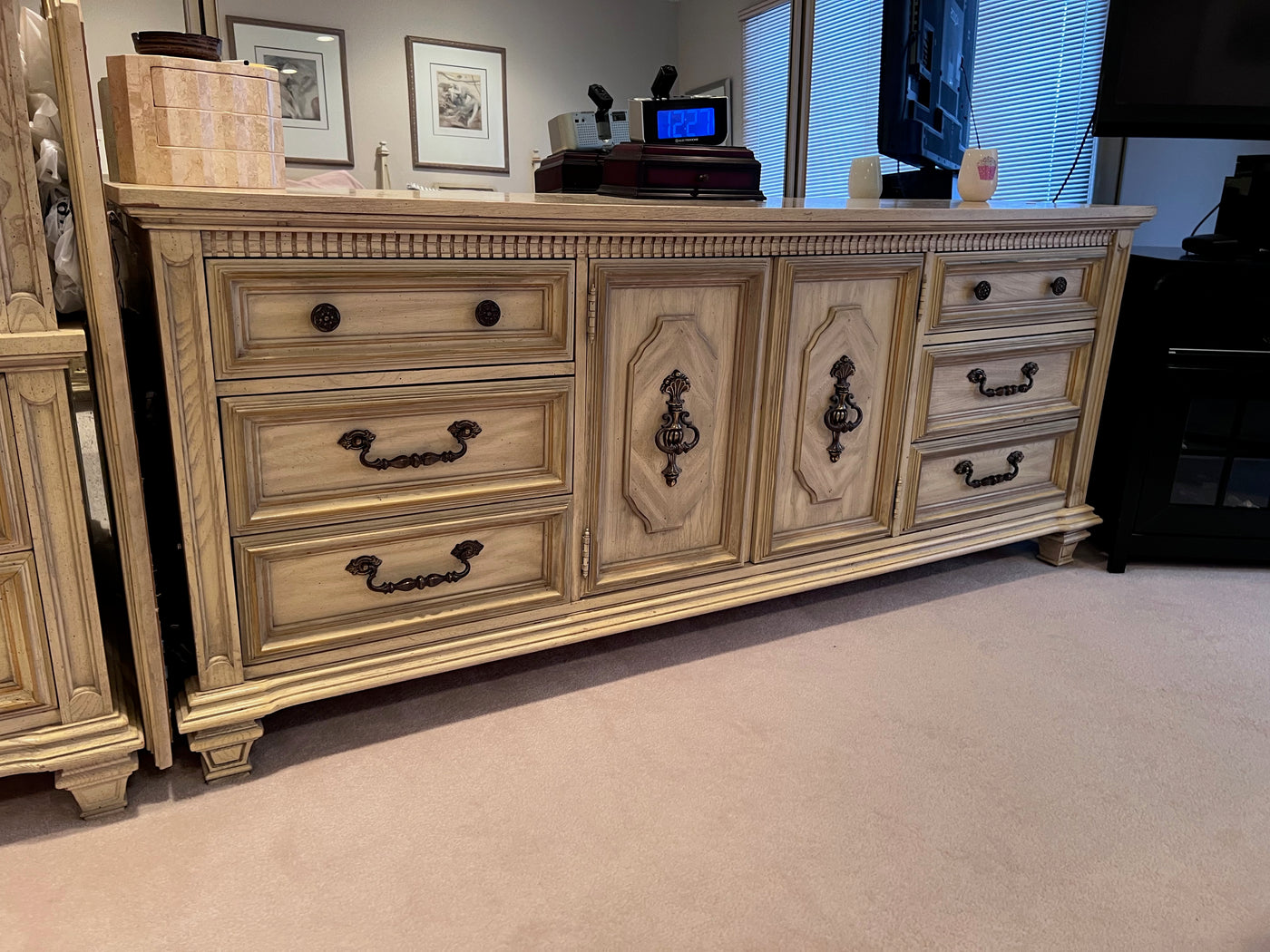 stanley furniture dresser vintage Mid Century by Warehaus Orlando This dresser features tapered legs and dovetailed drawers.Carved wood handles Mid-Century Nine Drawer Dresser by