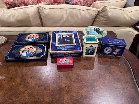 7 English 'Royal Family' Collectibles Tins Lot