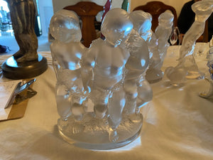 Lalique Crystal Frosted, 'LUXEMBOURG' 3 Cherubs (*condition noted)