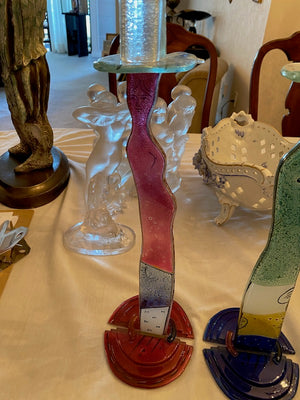 2 Art Glass Candle Holders Handmade by Andreas Meyer