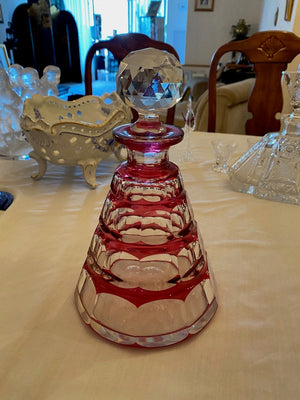 Art Deco VAL ST LAMBERT SIGNED Cranberry CRYSTAL Decanter