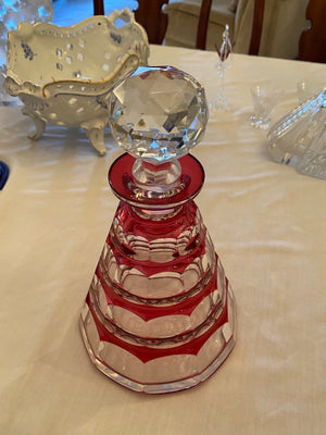 Art Deco VAL ST LAMBERT SIGNED Cranberry CRYSTAL Decanter