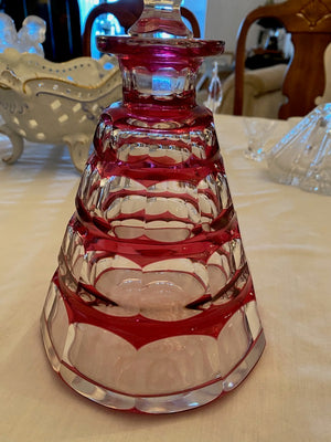 Art Deco VAL ST LAMBERT SIGNED Cranberry CRYSTAL Decanter