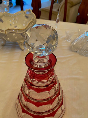 Art Deco VAL ST LAMBERT SIGNED Cranberry CRYSTAL Decanter