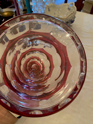 Art Deco VAL ST LAMBERT SIGNED Cranberry CRYSTAL Decanter