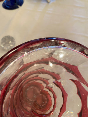 Art Deco VAL ST LAMBERT SIGNED Cranberry CRYSTAL Decanter