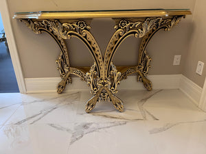 'Paradise Home Decor Furniture' Gold Wood Carved Console Table