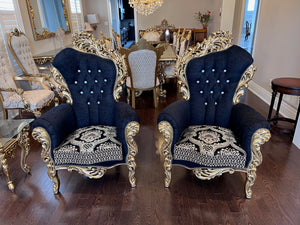 2 'Paradise Home Decor Furniture' Gold Wood Carved Large Armchairs