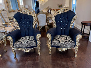2 'Paradise Home Decor Furniture' Gold Wood Carved Large Armchairs