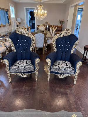 2 'Paradise Home Decor Furniture' Gold Wood Carved Large Armchairs