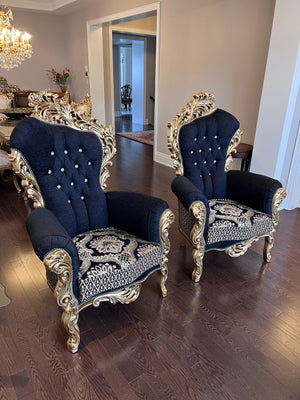 2 'Paradise Home Decor Furniture' Gold Wood Carved Large Armchairs