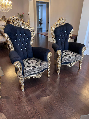2 'Paradise Home Decor Furniture' Gold Wood Carved Large Armchairs
