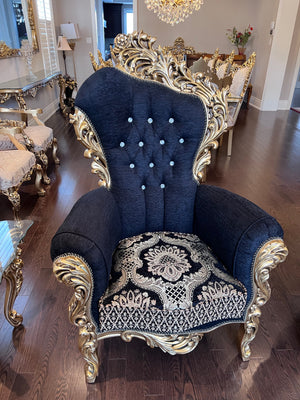 2 'Paradise Home Decor Furniture' Gold Wood Carved Large Armchairs