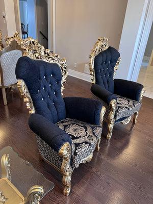 2 'Paradise Home Decor Furniture' Gold Wood Carved Large Armchairs