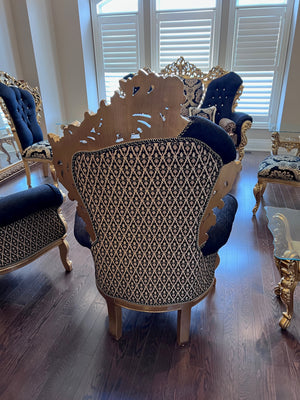 2 'Paradise Home Decor Furniture' Gold Wood Carved Large Armchairs