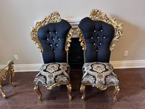 2 'Paradise Home Decor Furniture' Gold Wood Carved Side Chairs