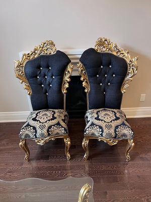 2 'Paradise Home Decor Furniture' Gold Wood Carved Side Chairs