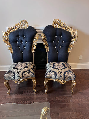 2 'Paradise Home Decor Furniture' Gold Wood Carved Side Chairs