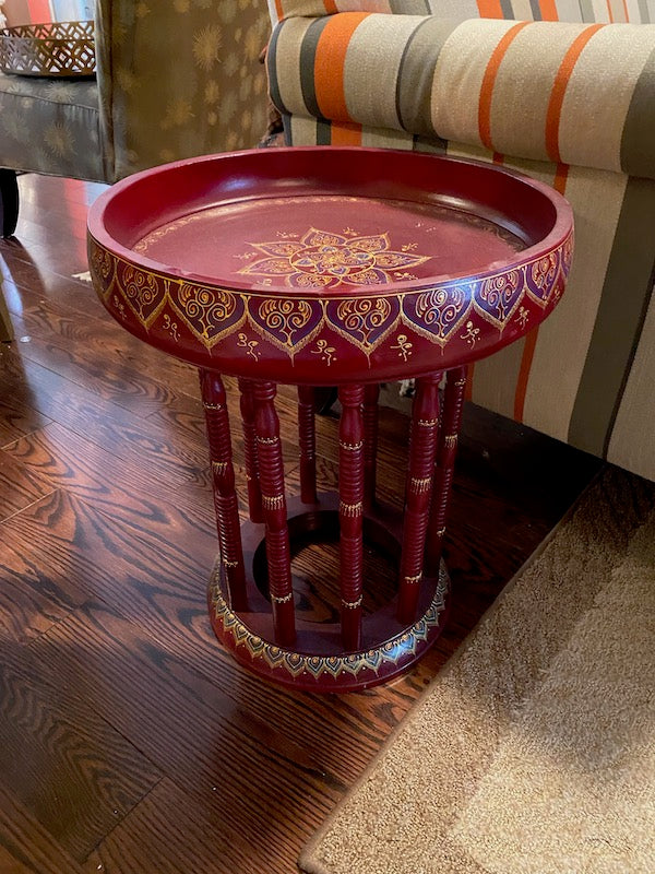 Round Red Accent Table