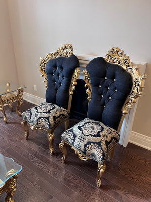 2 'Paradise Home Decor Furniture' Gold Wood Carved Side Chairs