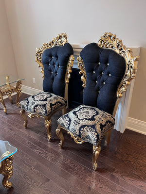 2 'Paradise Home Decor Furniture' Gold Wood Carved Side Chairs