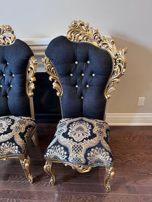 2 'Paradise Home Decor Furniture' Gold Wood Carved Side Chairs