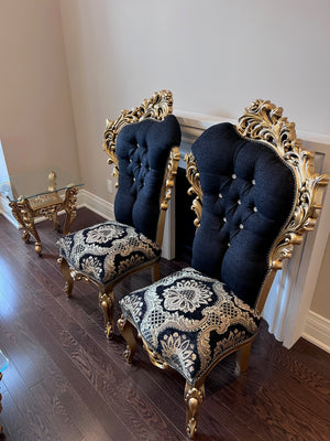 2 'Paradise Home Decor Furniture' Gold Wood Carved Side Chairs