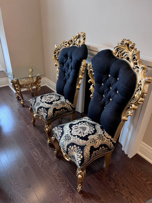 2 'Paradise Home Decor Furniture' Gold Wood Carved Side Chairs