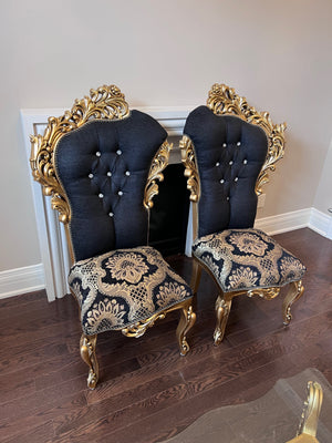 2 'Paradise Home Decor Furniture' Gold Wood Carved Side Chairs