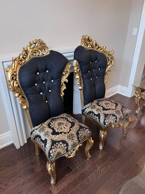 2 'Paradise Home Decor Furniture' Gold Wood Carved Side Chairs