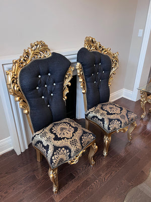 2 'Paradise Home Decor Furniture' Gold Wood Carved Side Chairs