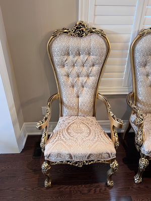 2 'Paradise Home Decor Furniture' Gold Wood Carved High Back Armchairs