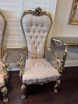 2 'Paradise Home Decor Furniture' Gold Wood Carved High Back Armchairs
