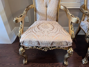 2 'Paradise Home Decor Furniture' Gold Wood Carved High Back Armchairs