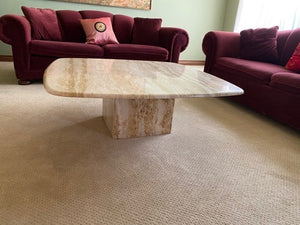 Travertine MCM Pedestal Coffee Table