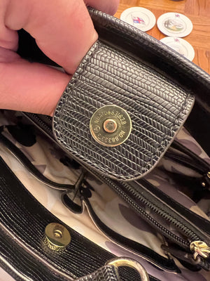 Black Leather Handbag, Gold Accents