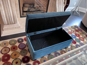 Blue Tufted Storage Bench