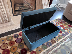 Blue Tufted Storage Bench