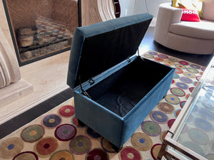 Blue Tufted Storage Bench