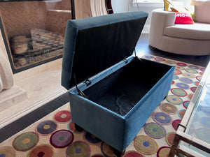 Blue Tufted Storage Bench