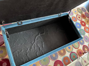 Blue Tufted Storage Bench