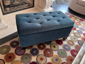 Blue Tufted Storage Bench