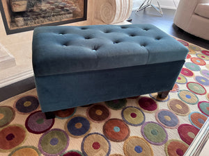 Blue Tufted Storage Bench