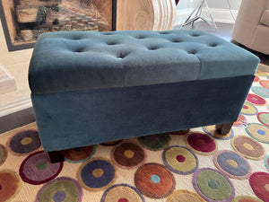Blue Tufted Storage Bench