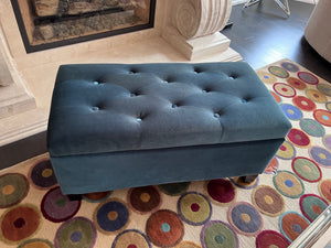 Blue Tufted Storage Bench
